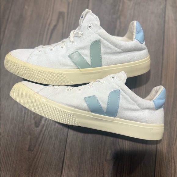 Veja White and Light Blue Sneakers - Picture 2 of 9